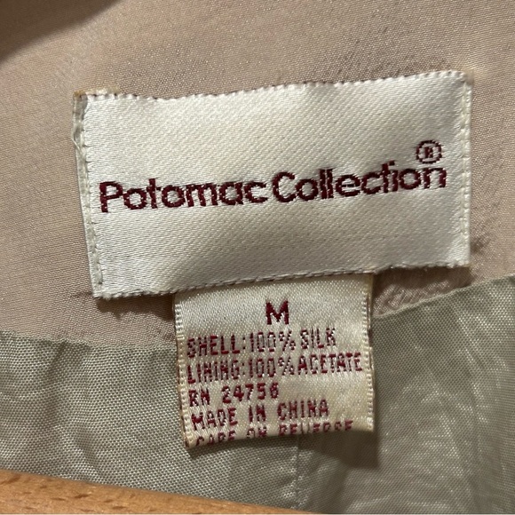 VINTAGE POTOMAC COLLECTION WOMEN'S 100% SILK BLAZER, SIZE MED, BEIGE - Picture 5 of 6